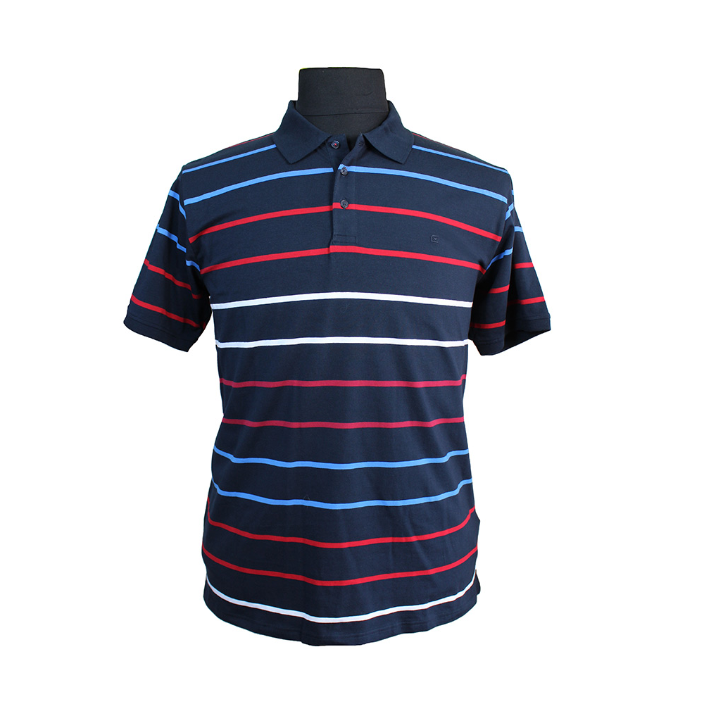 Casa Moda Stretch Cotton Multi Colour Horizontal Stripe Polo