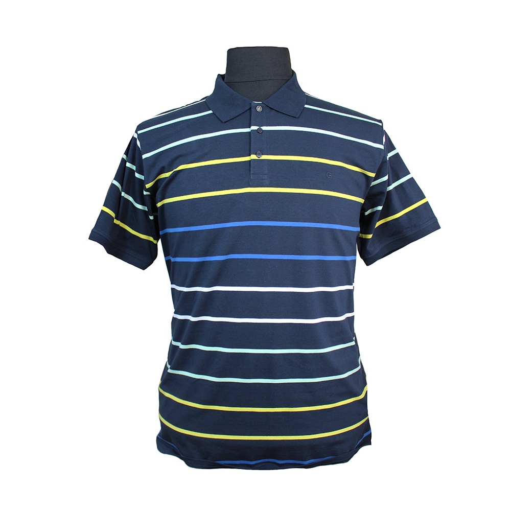 Casa Moda Stretch Cotton Multi Colour Horizontal Stripe Polo