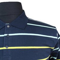 Casa Moda Stretch Cotton Multi Colour Horizontal Stripe Polo