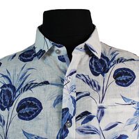 Berlin Pure Linen Leaf Pattern Fashion Shirt