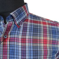 Casa Moda Pure Cotton Multi Check Buttondown Collar Shirt