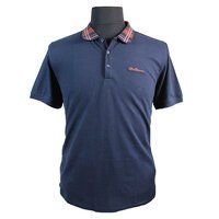 Ben Sherman Pique Cotton Polo with Tartan Pattern Collar