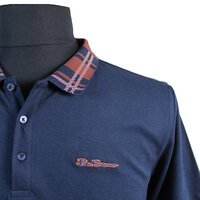 Ben Sherman Pique Cotton Polo with Tartan Pattern Collar