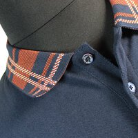 Ben Sherman Pique Cotton Polo with Tartan Pattern Collar