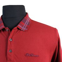 Ben Sherman Pique Cotton Polo with Tartan Pattern Collar