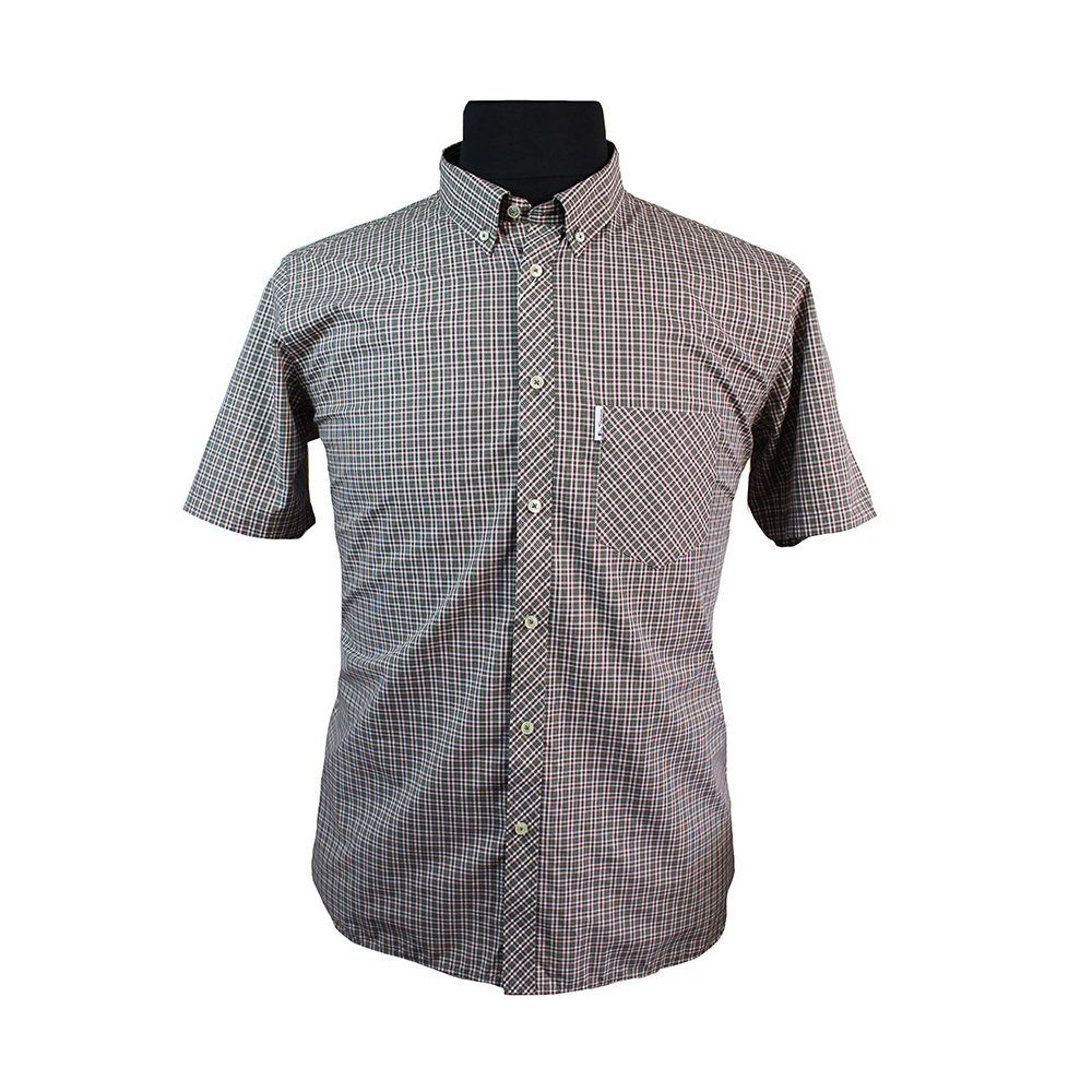 Ben Sherman Cotton Made in Egypt Classic Mini Check Short Sleeve Shirt