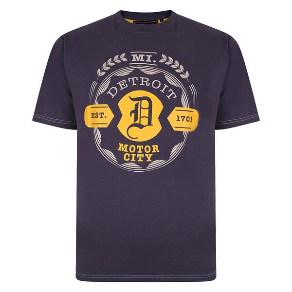 Kam Pure Cotton Detroit Motor City Logo Fashion Tee-shop-by-brands-Beggs Big Mens Clothing - Big Men's fashionable clothing and shoes