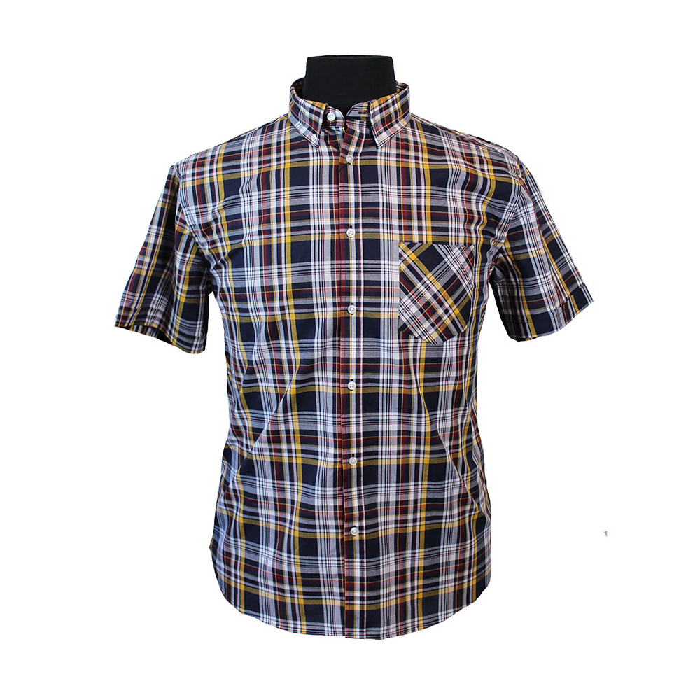 Kam Pure Cotton Multi Check Buttondown Collar SS Shirt