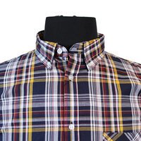 Kam Pure Cotton Multi Check Buttondown Collar SS Shirt