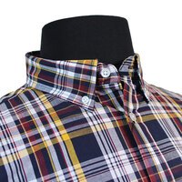 Kam Pure Cotton Multi Check Buttondown Collar SS Shirt