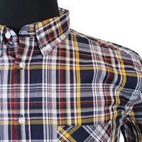 Kam Pure Cotton Multi Check Buttondown Collar SS Shirt