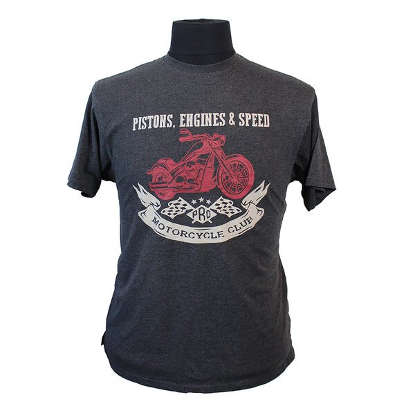 Kam Cotton Mix Pistons Motorcycle Club Charcoal Fashion Tee-shop-by-brands-Beggs Big Mens Clothing - Big Men's fashionable clothing and shoes