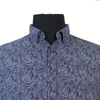 Casa Moda Cotton Linen Mix Complex Leaf Pattern Fashion Shirt