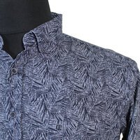 Casa Moda Cotton Linen Mix Complex Leaf Pattern Fashion Shirt