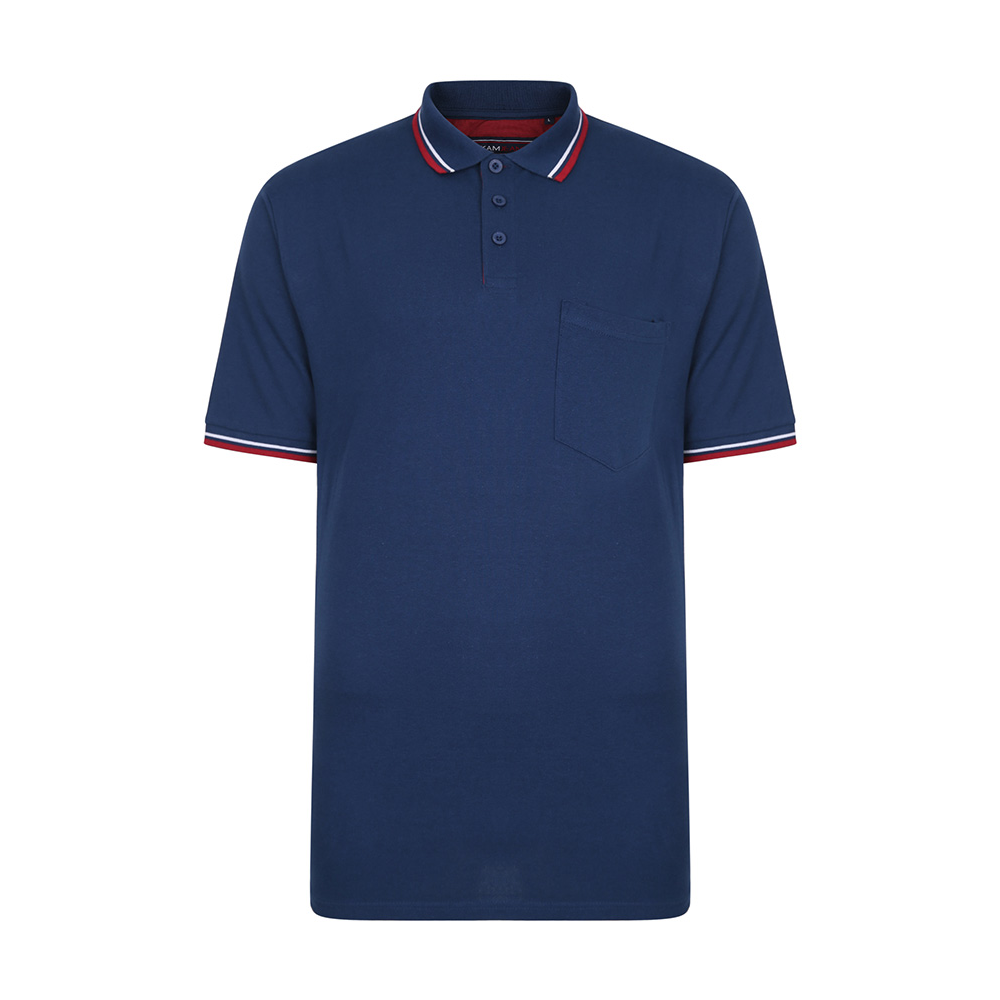 Kam Pure Cotton Pique Weave Classic Colour Tipped Polo