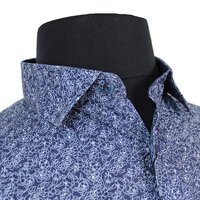 Kam Cotton Stretch Abstract Floral Pattern Fashion LS Shirt