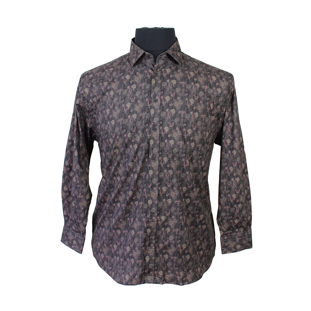 Kam Stretch Cotton Floral Pattern Fashion LS Shirt