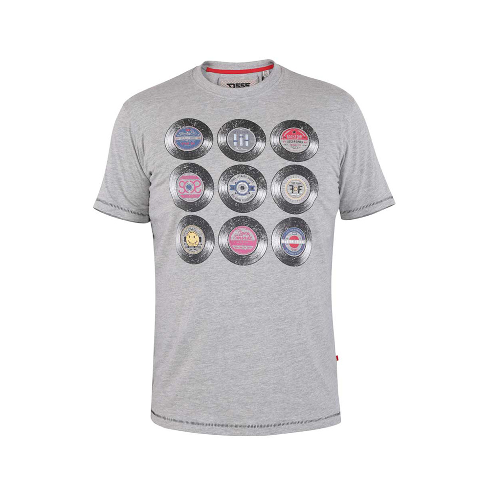 D555 Music Record Grey Tee