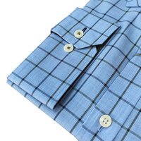 Brooksfield Over Check Chambray Blue Business Shirt