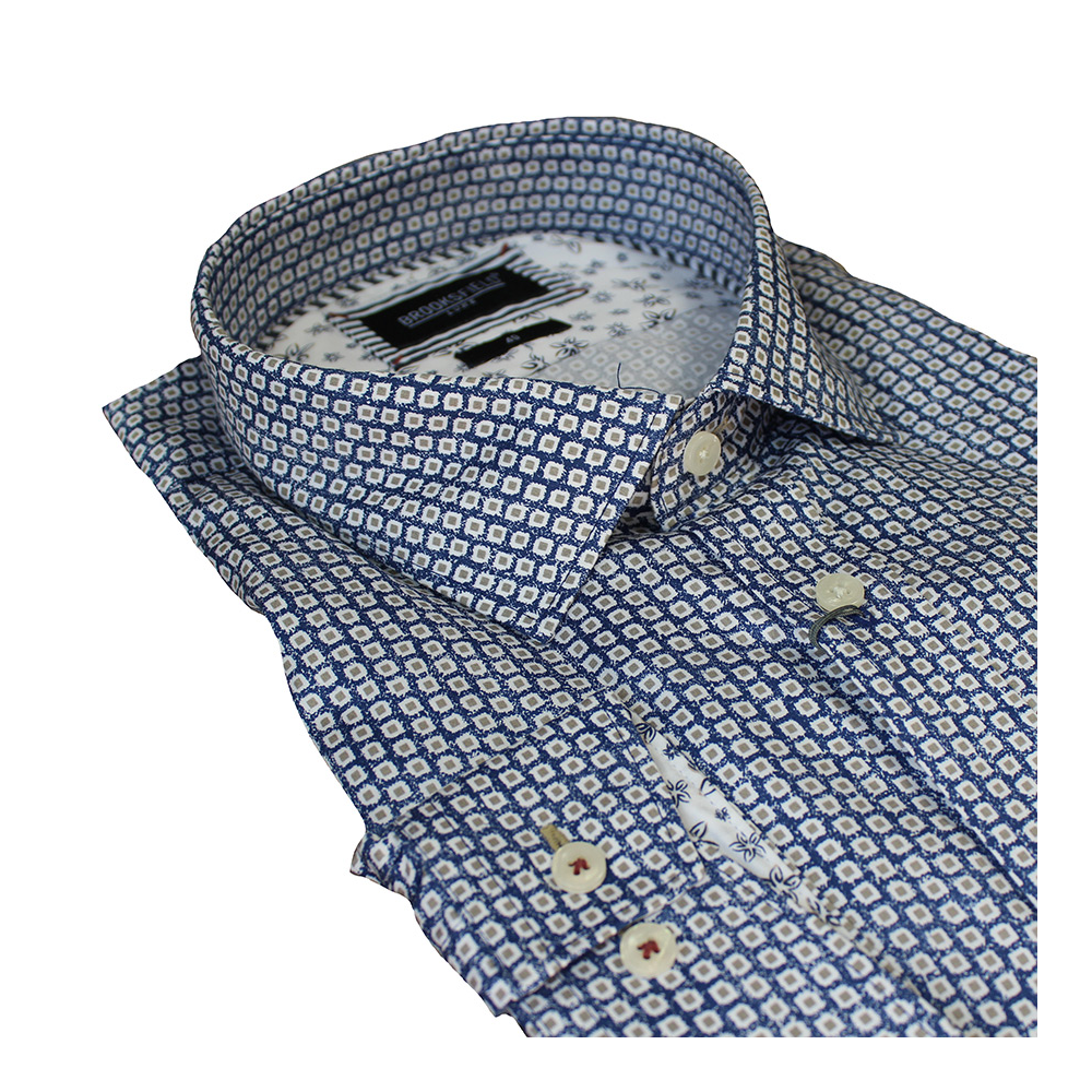 Brooksfield Neat Pattern Blue Business shirt