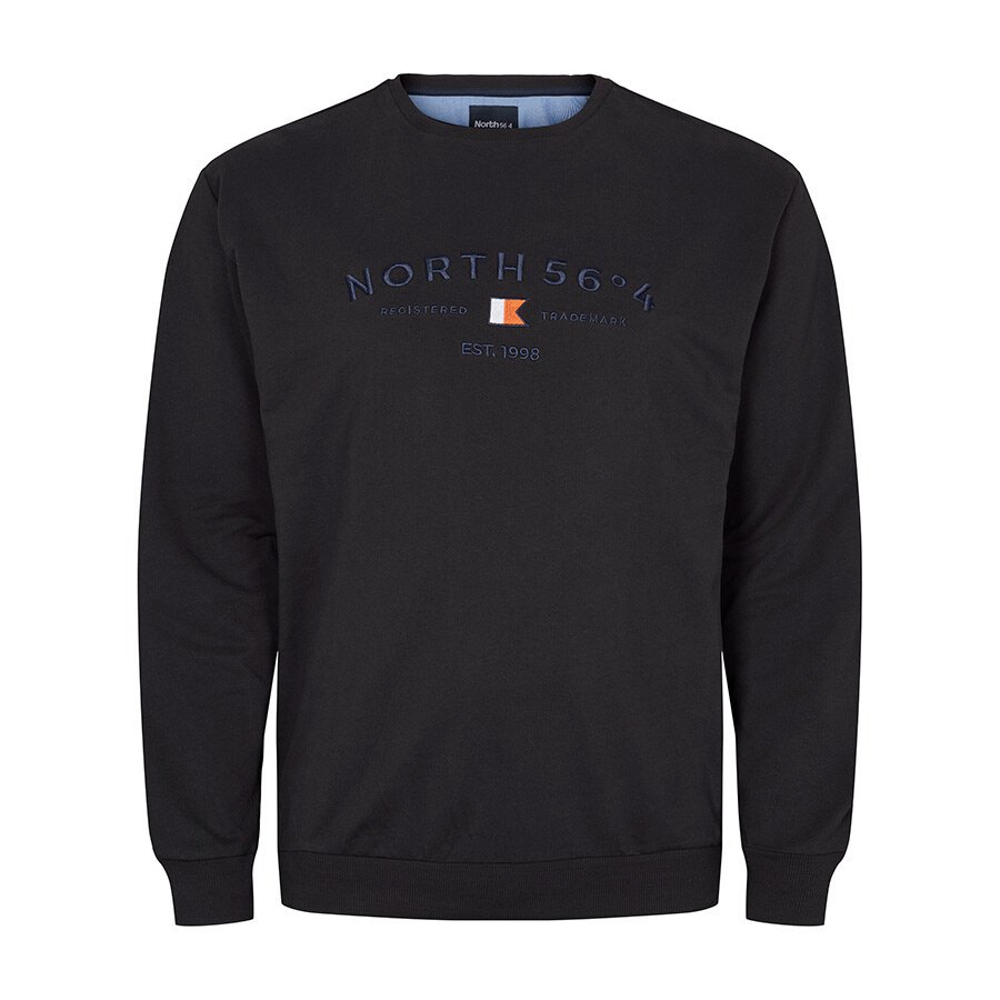 North 56 Logo Sweat Shirt Crew Neck Black - Designed for big men in Denmark  see our huge selection online today - North 56 W22