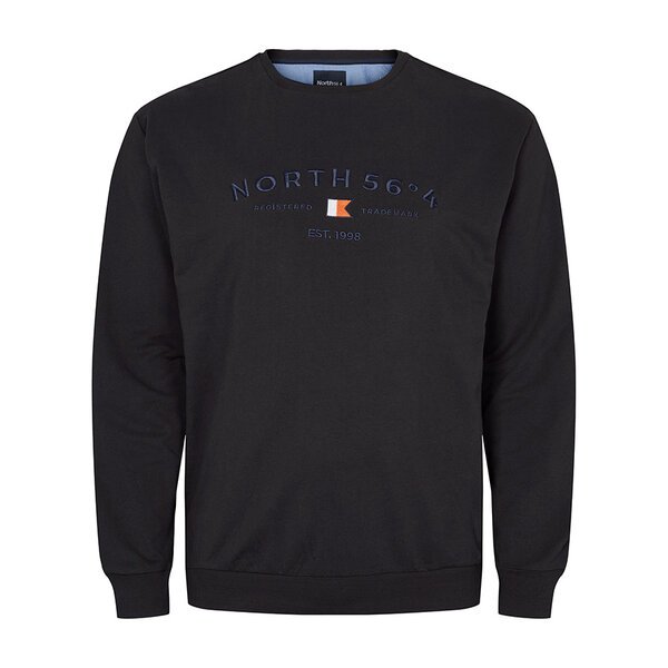 North 56 Logo Sweat Shirt Crew Neck Black-shop-by-brands-Beggs Big Mens Clothing - Big Men's fashionable clothing and shoes