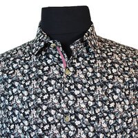 MRMR Black Floral Pattern Cotton LS Shirt