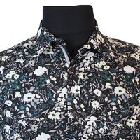 MRMR Black Flower Pattern Cotton LS Shirt