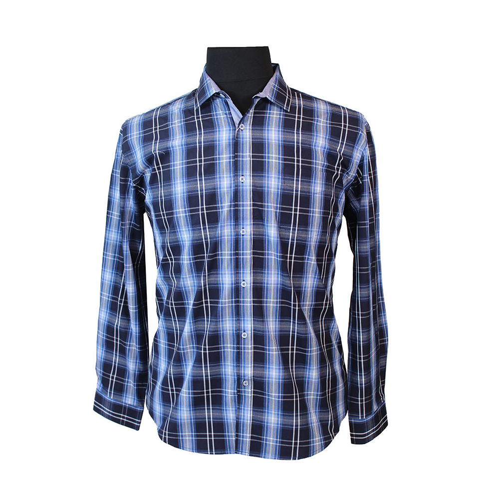 MRMR Navy Check Cotton LS Shirt