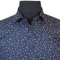 MRMR Navy Floral Print Cotton LS Shirt