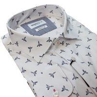 Brooksfield Stretch Cotton Bird Pattern White