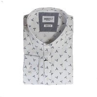 Brooksfield Stretch Cotton Bird Pattern White