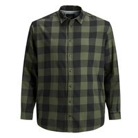 Jack and Jones Cotton Gingham Twill LS Shirt Olive