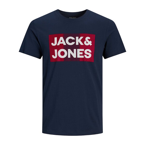 Jack and Jones Cotton Big Logo Tee Navy-jack-and-jones-Beggs Big Mens Clothing - Big Men's fashionable clothing and shoes