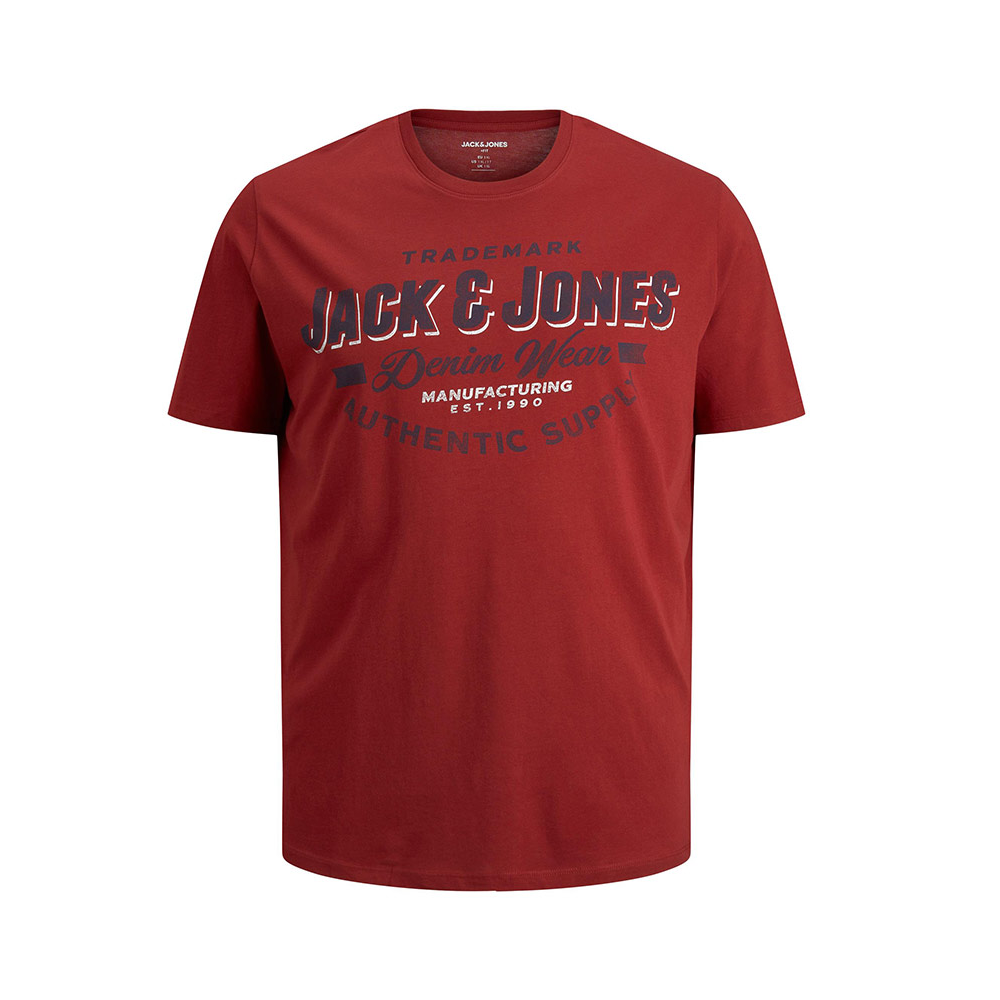 Jack and Jones Cotton Denim Wear Tee Red Dahlia