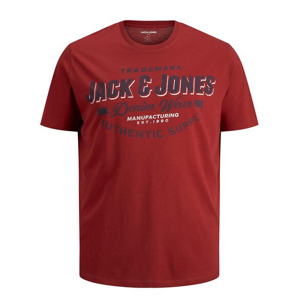Jack and Jones Cotton Denim Wear Tee Red Dahlia-shop-by-brands-Beggs Big Mens Clothing - Big Men's fashionable clothing and shoes