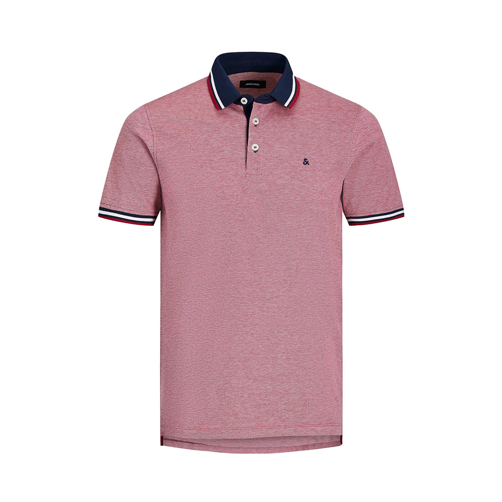Jack and Jones Cotton Contrast Trim Polo Red