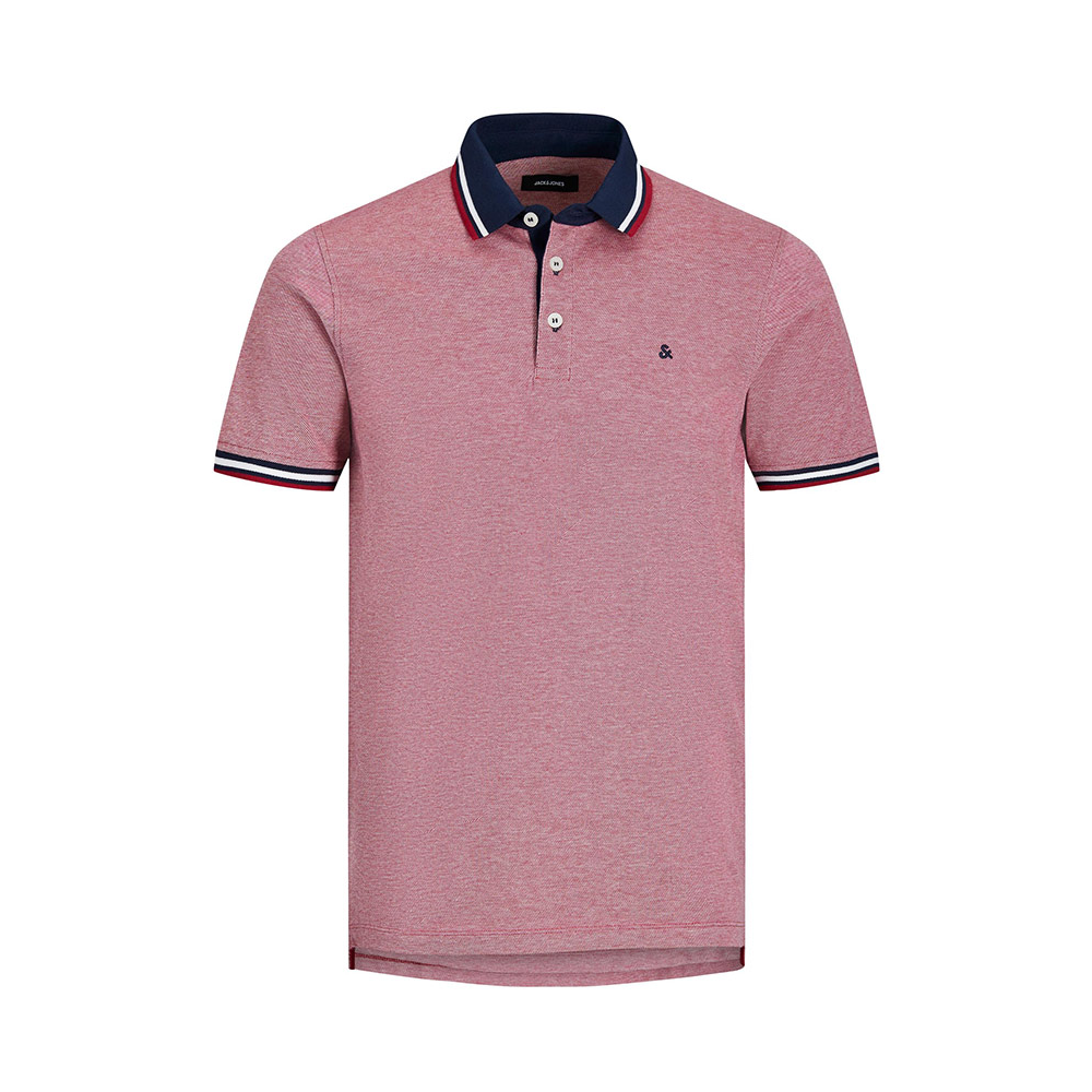 Jack and Jones Cotton Contrast Trim Polo Red