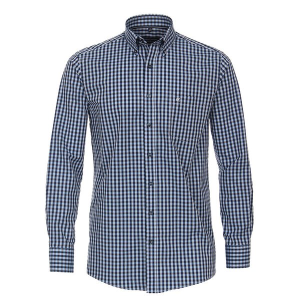 Casa Moda Cotton Neat Navy Small Check LS Shirt-shop-by-brands-Beggs Big Mens Clothing - Big Men's fashionable clothing and shoes