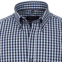 Casa Moda Cotton Neat Navy Small Check LS Shirt