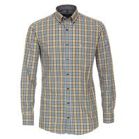 Casa Moda Cotton Neat Yellow Blue Check LS Shirt