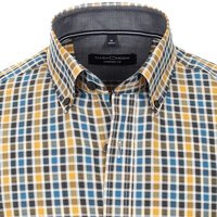 Casa Moda Cotton Neat Yellow Blue Check LS Shirt