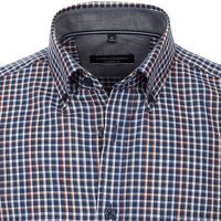Casa Moda Cotton Neat Navy Red Check LS Shirt