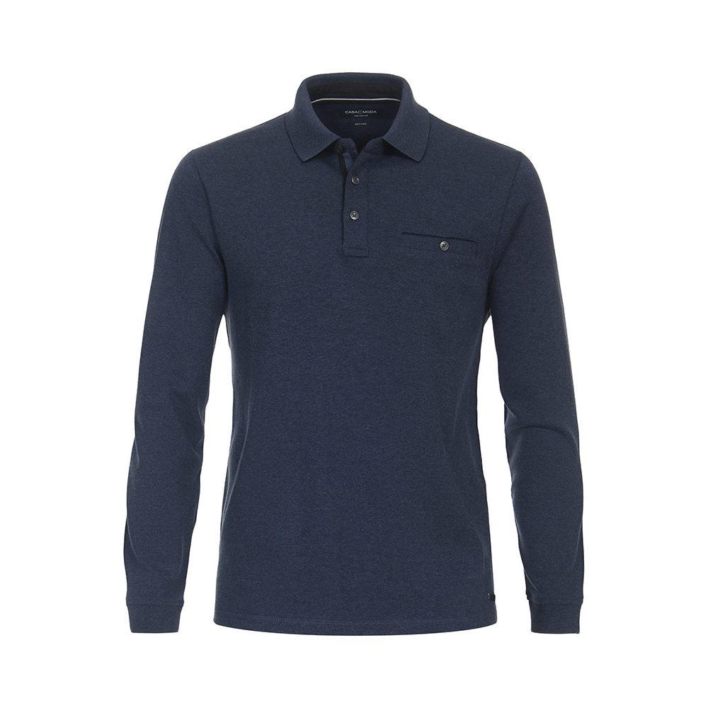 Casa Moda Cotton Poly Mix LS Polo Navy