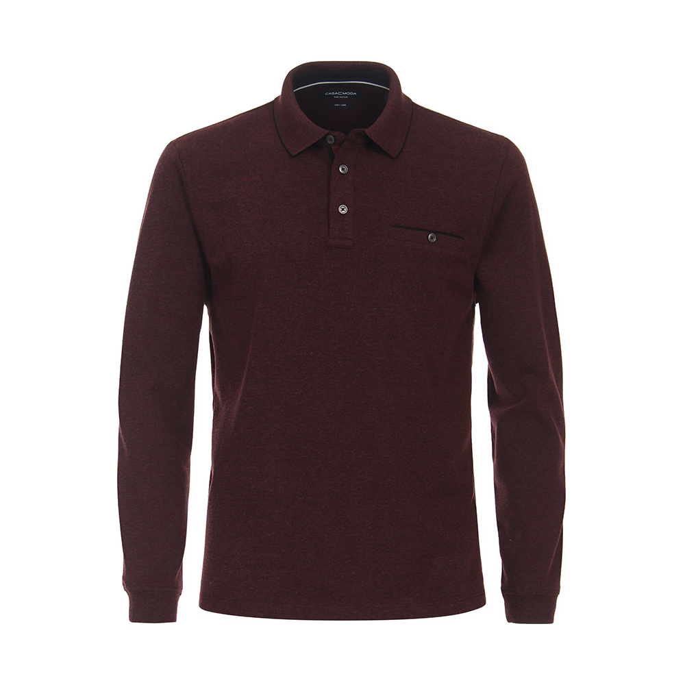 Casa Moda Cotton Poly Mix LS Polo Burgundy