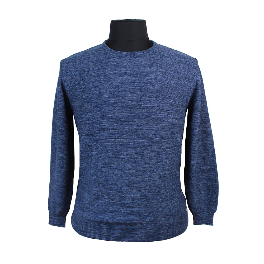 Casa Moda Cotton Cashmere Crew Neck Pullover Blue