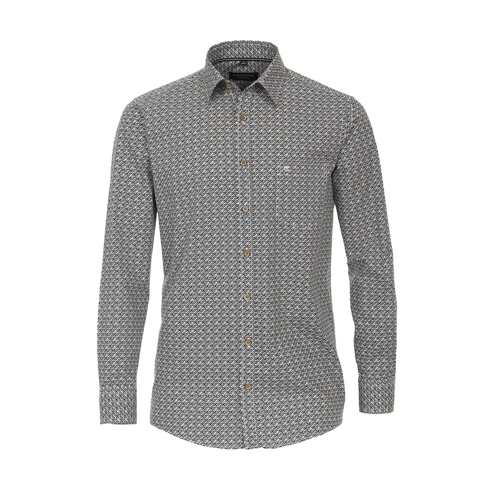 Casa Moda Cotton Neat Diamond Pattern LS Shirt