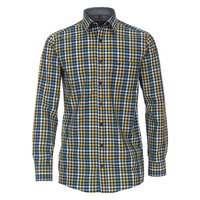 Casa Moda Yellow Blue Small Neat Pattern LS Shirt