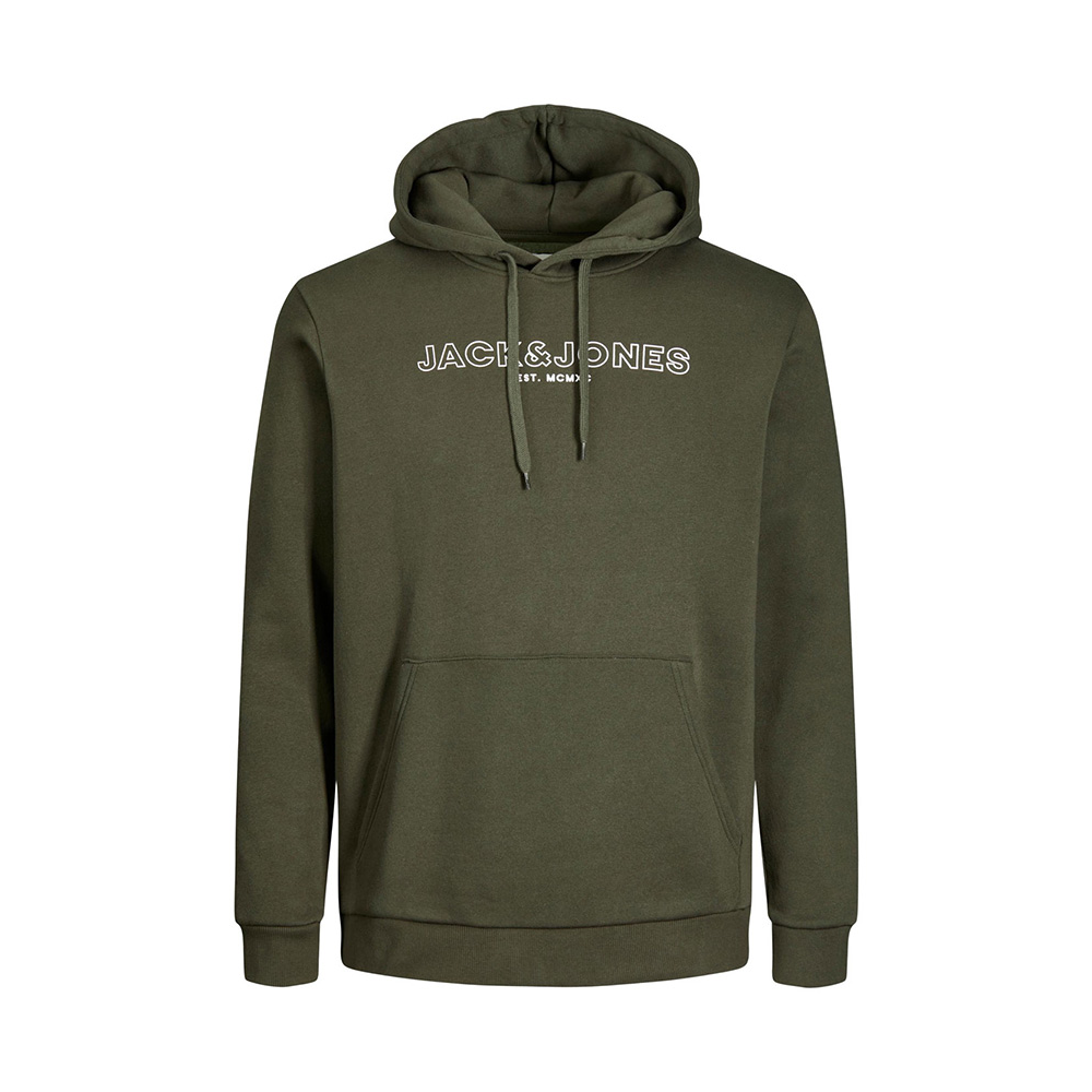 Jack and Jones Cotton Rich Logo Hoody Olive
