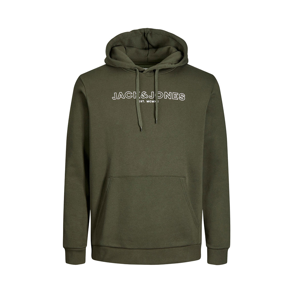 Jack and Jones Cotton Rich Logo Hoody Olive